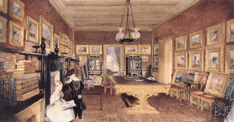 John Scarlett Davies The Library of Benjamin Godfrey windus oil painting picture